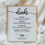 Bröllop Drinks Pub Menu Black Calligraphy Poster<br><div class="desc">Den här fantastiska kalligrafin i bröllop-svit avslöjar en modern, djärv och tidlös design. Vår omfattande samling ger allt du behöver för att skapa en sammanhängande och chic atmosfär, inklusive matchande menykort, personlig, slöjor, favoriter och mycket annat. Tveka inte att nå ut via chatta för att få hjälp med personligen eller...</div>