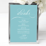 Bröllop Drinks Pub Menu Chic Sign-Purist Blue Poster<br><div class="desc">Bröllop Drinks Pub Menu Sign Purist Blue</div>