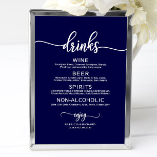 Bröllop Drinks Pub Menu White Calligraphy Poster