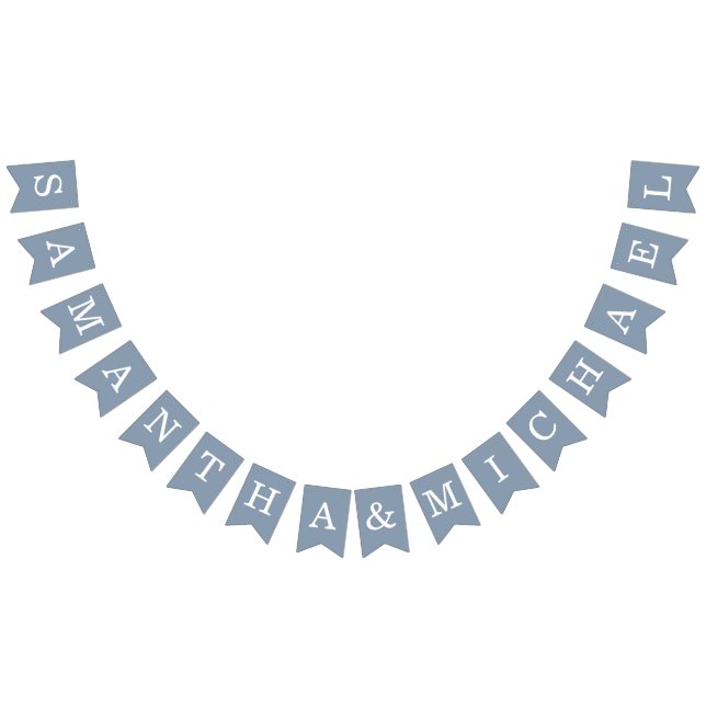 Bröllop Dusty Blue Bride & Groom Namn Simple Vimplar (Alla)