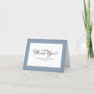 Bröllop Dusty Blue Modern Chic Gräns Tack Kort