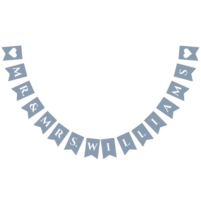 Bröllop Dusty Blue Mr. & Mrs. 8 Brev Namn Simple Vimplar (Alla)