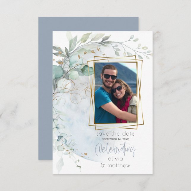 Bröllop | Dusty Blue Över Måne i Kärlek Inbjudningar (Fram/baksida)