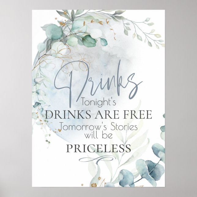 Bröllop | Dusty Blue Över Måne i Kärlek Poster (Framsidan)