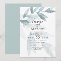 Bröllop | Dusty Blue Watercolor Eucalyptus Löv
