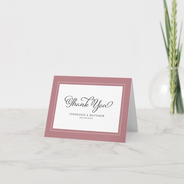Bröllop Dusty Rose Modern Chic Ramar Tack Kort (Framsida)