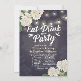 Bröllop EAT Drink & Party Hydrangeas String Ljus Inbjudningar