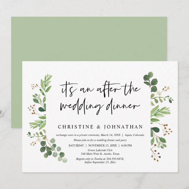 Bröllop, Efter bröllopsmiddagen Inbjudningar (Fram/baksida)