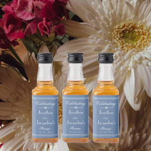 Bröllop egna namn Dusty Blue Mini Spritflaskor Etikett