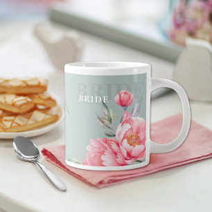 Bröllop & Eid   Rosa Peony & Salvia Grön Jätte Mug Jumbo Mugg