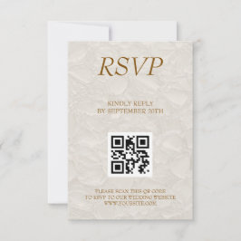 Bröllop Elegant Blommig Beige QR OSA Kort