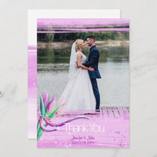 Bröllop elegant blommigt bukett av tulpaner tack kort