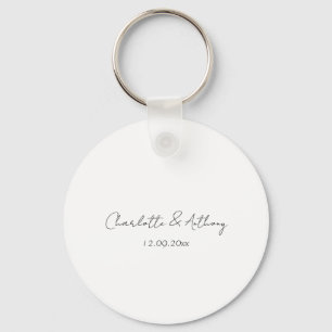 Bröllop Elegant Calligraphy Kreativ Black White Nyckelring