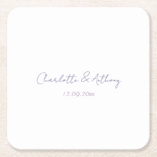 Bröllop Elegant Calligraphy Kreativ Namn & Date Underlägg Papper Kvadrat