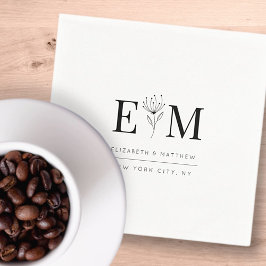 Bröllop Elegant Chic Modern Foliage Chic Monogram Pappersservett