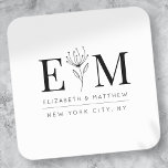 Bröllop Elegant Chic Modern monogram Foliage Fyrkantigt Klistermärke<br><div class="desc">Sammansatt av enkelt rakt infogat ramar med klassisk kursiv stil och serif-typografi. Dessa inslag är enkla,  tidlösa och klassiska.. Detta är designat av White Papper Birch Co. exklusiv för Zazzle. Finns här: http://www.zazzle.com/store/whitepaperbirch</div>