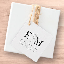 Bröllop Elegant Chic Modern monogram Foliage Gåvor Etiketter