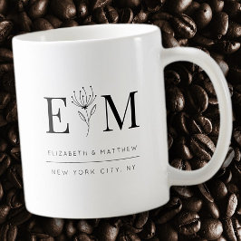 Bröllop Elegant Chic Modern monogram Foliage Kaffemugg