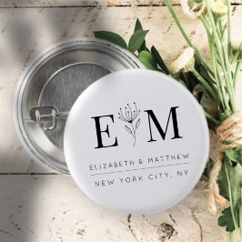 Bröllop Elegant Chic Modern monogram Foliage Knapp