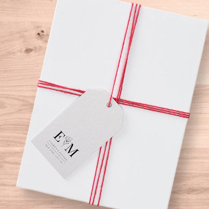 Bröllop Elegant Chic Modern monogram Foliage Presentetikett