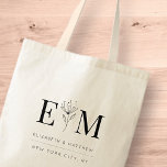 Bröllop Elegant Chic Modern monogram Foliage Tygkasse<br><div class="desc">Sammansatt av enkelt rakt infogat ramar med klassisk kursiv stil och serif-typografi. Dessa inslag är enkla,  tidlösa och klassiska.. Detta är designat av White Papper Birch Co. exklusiv för Zazzle. Finns här: http://www.zazzle.com/store/whitepaperbirch</div>