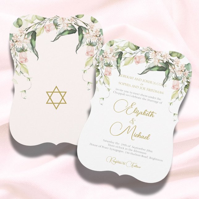 Bröllop Elegant Chuppah Ro Greenery Jewish Inbjudningar (Skapare uppladdad)