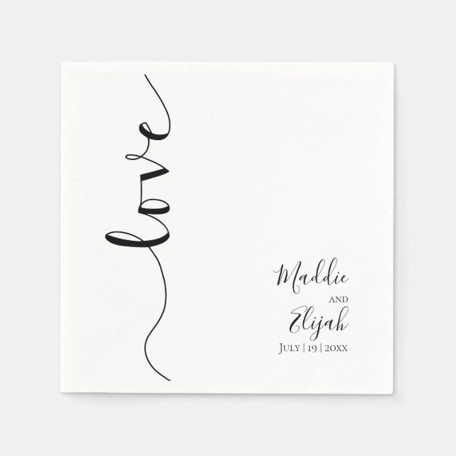 Bröllop, Elegant, Enkel, Typografi, Handskrift, Pappersservett (Framsidan)