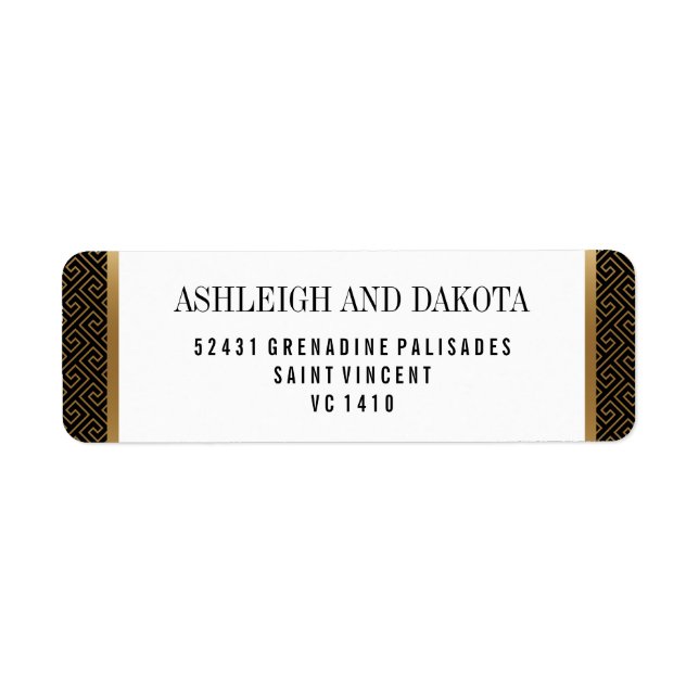 Bröllop | Elegant Formell gyllene geometri på svar Returadress Etikett (Framsidan)