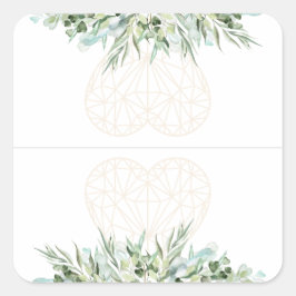Bröllop Elegant Hjärtfoliage Divider Tabletter Fyrkantigt Klistermärke