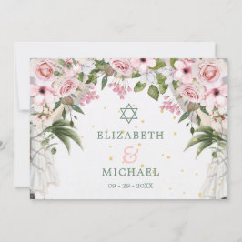 Bröllop Elegant judisk Chuppah Blommigt Foliage Inbjudningar
