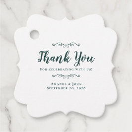 Bröllop Elegant Kalligrafi Tack Emerald Gåvor Etiketter