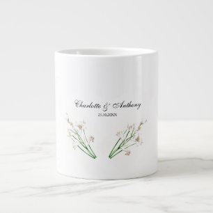 Bröllop Elegant Kreativ Blommigt White Chic Vit Jumbo Mugg