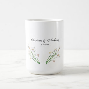 Bröllop Elegant Kreativ Blommigt White Chic Vit Kaffemugg