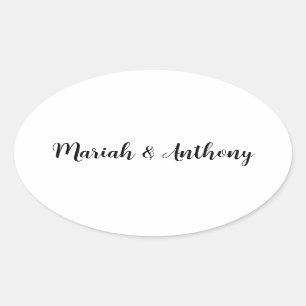 Bröllop Elegant Kreativ Classic Black White Ovalt Klistermärke