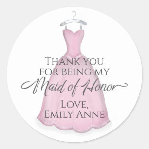 Bröllop Elegant Maid of honor Klassisk Rosa Dress Runt Klistermärke