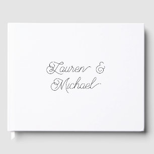 Bröllop Elegant Minimalistisk Kalligrafi Svart Vit Gästböcker