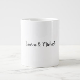 Bröllop Elegant minimalistisk kalligrafi svart vit Jumbo Mugg