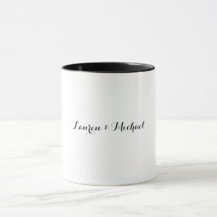 Bröllop Elegant minimalistisk kalligrafi svart vit Mugg