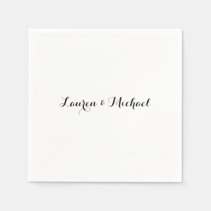 Bröllop Elegant minimalistisk kalligrafi svart vit Pappersservett