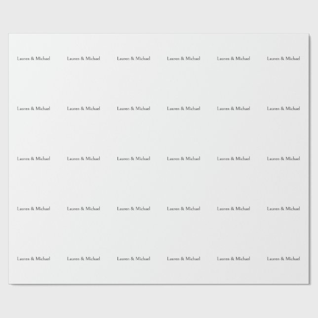 Bröllop Elegant minimalistisk kalligrafi svart vit Presentpapper (Platt)