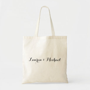 Bröllop Elegant minimalistisk kalligrafi svart vit Tygkasse