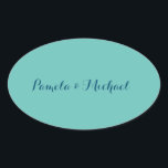 Bröllop Elegant - minimalistisk klassisk blått Ovalt Klistermärke<br><div class="desc">Den här mallen kan anpassas för att uppfylla alla professioneller.</div>