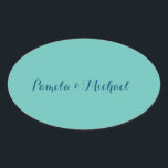 Bröllop Elegant - minimalistisk klassisk blått Ovalt Klistermärke<br><div class="desc">Den här mallen kan anpassas för att uppfylla alla professioneller.</div>