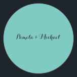 Bröllop Elegant - minimalistisk klassisk blått Runt Klistermärke<br><div class="desc">Den här mallen kan anpassas för att uppfylla alla professioneller.</div>