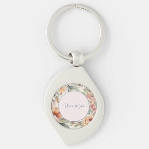 Bröllop Elegant - minimalistisk klassisk Blommigt Swirl Silverfärgad Nyckelring