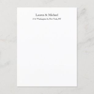 Bröllop Elegant - minimalistiskt klassiskt svart v Vykort