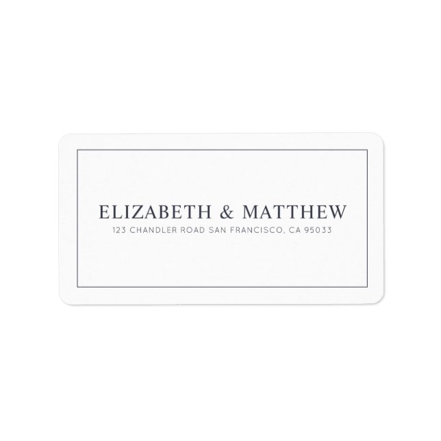 Bröllop | Elegant Modern Anpassningsbar Returadres Adressetikett (Framsidan)
