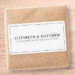 Bröllop | Elegant Modern Anpassningsbar Returadres Fraktsedel<br><div class="desc">Sammansatt av enkel rak invändig ram med serif-typografi. Allt mot en bakgrund av ren färg. Dessa inslag är enkla,  chic och elegant Detta är designat av White Papper Birch Co. exklusiv för Zazzle. Finns här: http://www.zazzle.com/whitepaperbirch</div>