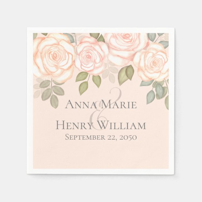 Bröllop Elegant Modern minimalistisk  Blommigt Pappersservett (Framsidan)