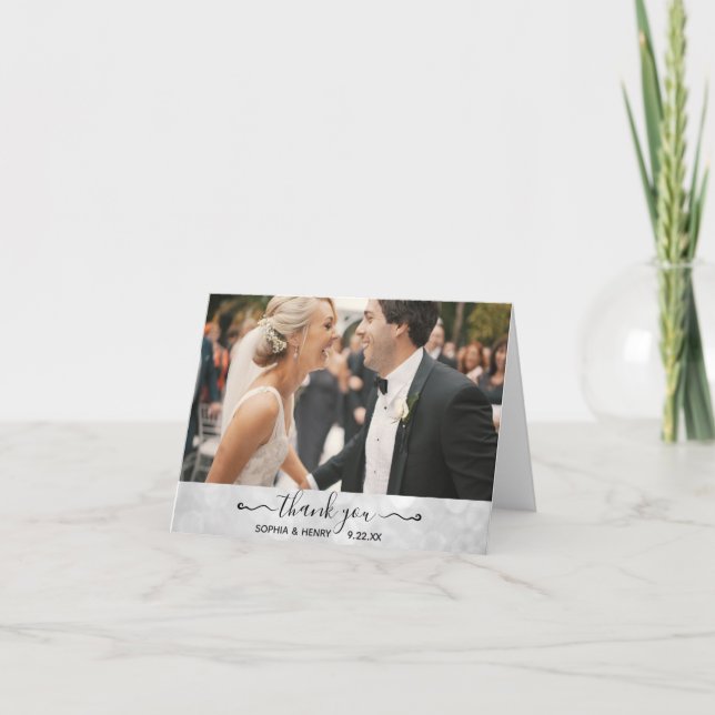 Bröllop Elegant Modern Typography Photo Tack (Framsida)